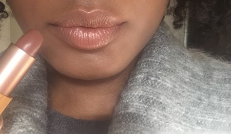 Neek mystify vegan lipstick swatch on dark skin